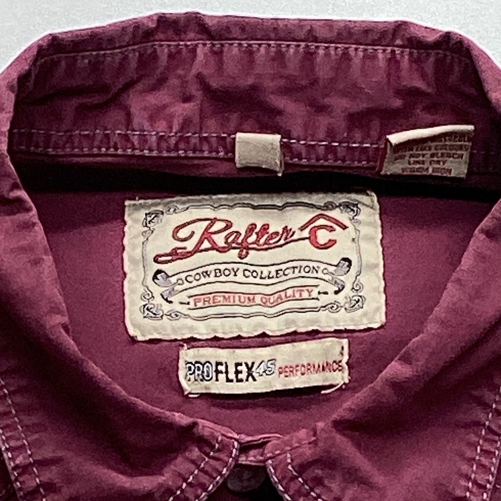 Rafter C Cowboy Collection Mens Burgundy Western Pearl Snap Shirt RC20007235 - Picture 4 of 7
